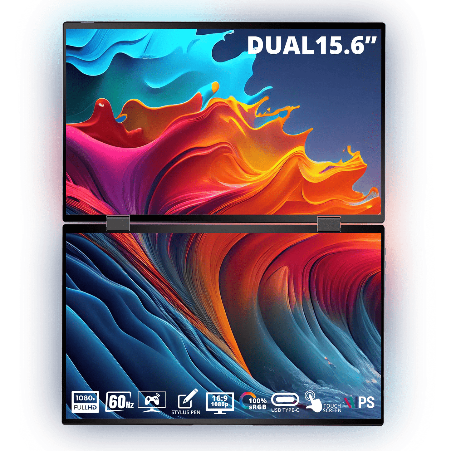 AocAmity D15 Pro Touch – 15.6" FHD Portable Monitor | Dual-Screen, IPS, USB-C, Touchscreen, Foldable for Laptop & Productivity