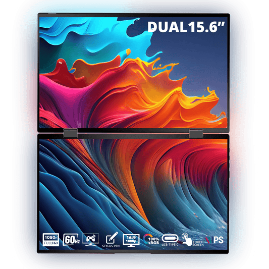 AocAmity D15 Pro Touch – 15.6" FHD Portable Monitor | Dual-Screen, IPS, USB-C, Touchscreen, Foldable for Laptop & Productivity