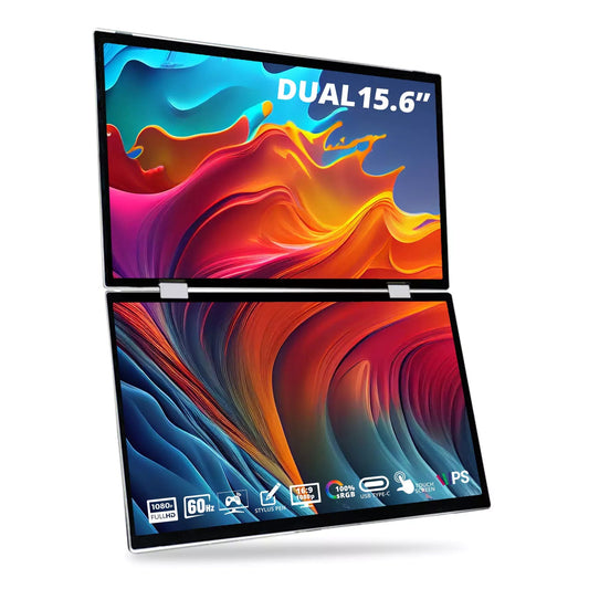 AocAmity D15 Pro Touch – 15.6" FHD Portable Monitor | Dual-Screen, IPS, USB-C, Touchscreen, Foldable for Laptop & Productivity